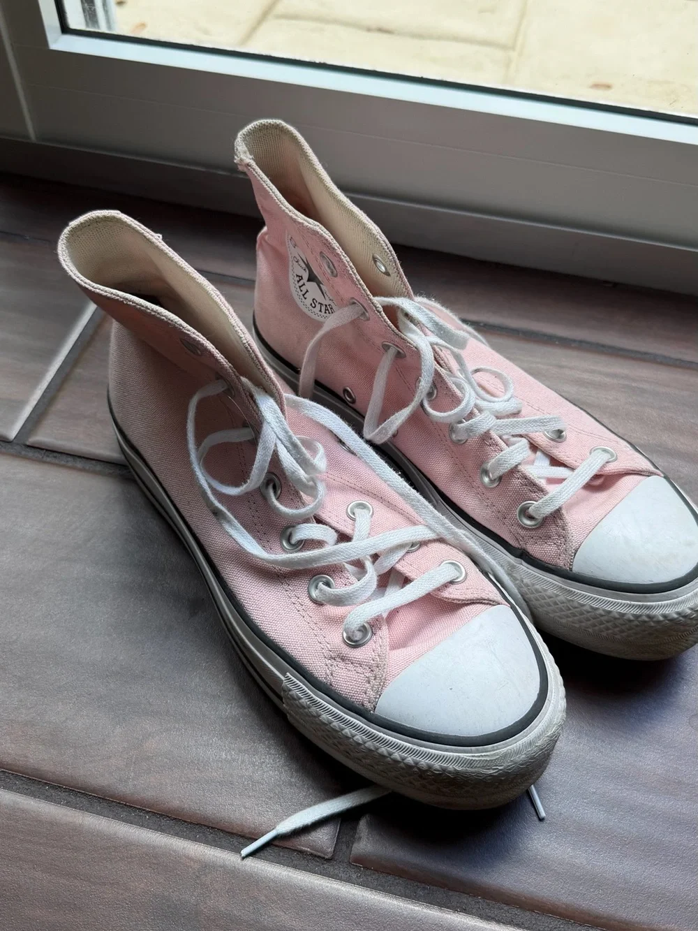 Converse Kids High Top Sneakers in Light Pink and White